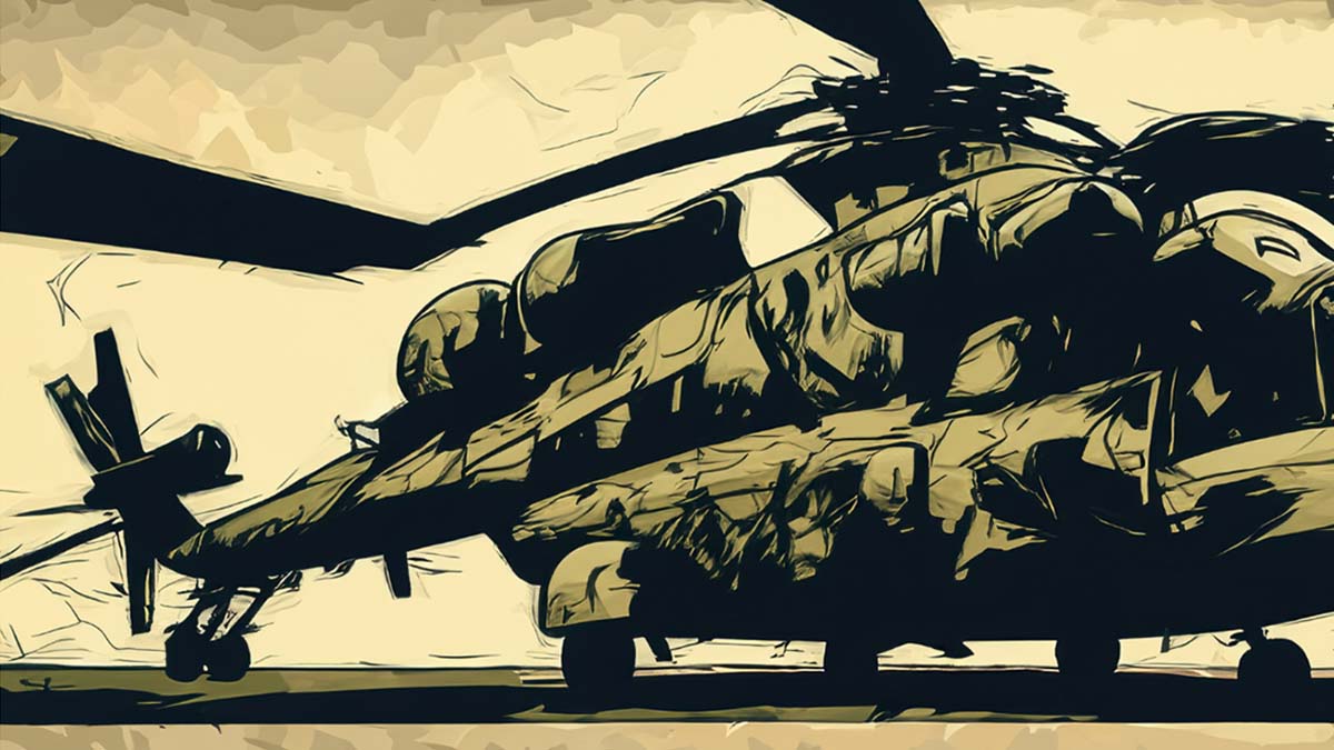 El helicóptero Black Hawk fue desarrollado en la década de 1970 para satisfacer los requisitos del Ejército de los EU. Arte: José A. García Díaz