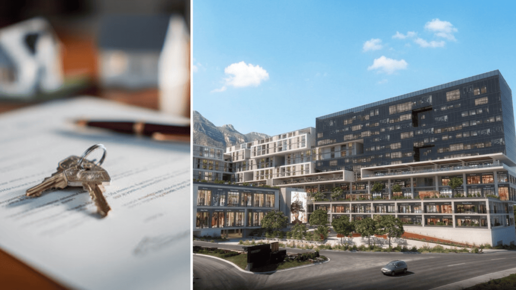 Llave-modelo-inmobiliario-monterrey-edificio-gobierno- - Cambiando Mty Imágenes De Un Documento Y Una Llave Encima, Y Una Segunda Imágen De Un Edificio Del Gobierno De Monterrey