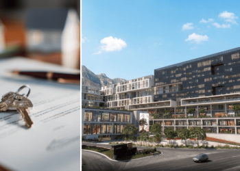 Llave-modelo-inmobiliario-monterrey-edificio-gobierno- - Cambiando Mty Imágenes De Un Documento Y Una Llave Encima, Y Una Segunda Imágen De Un Edificio Del Gobierno De Monterrey - Cambiando Mty